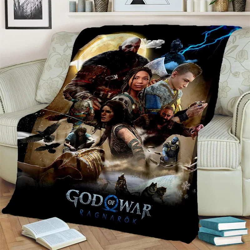 3D God of War Games Gamer Kratos HD Blanket,Soft Throw Blanket for Home Bedroom Bed Sofa Picnic Travel Office Cover Blanket Kids