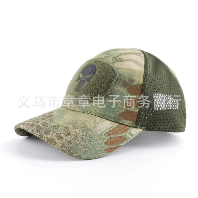 New Camo Baseball Cap for Men, Tactical Military Style with Velcro Patch, Outdoor Hiking Sun Hat & Peak Cap