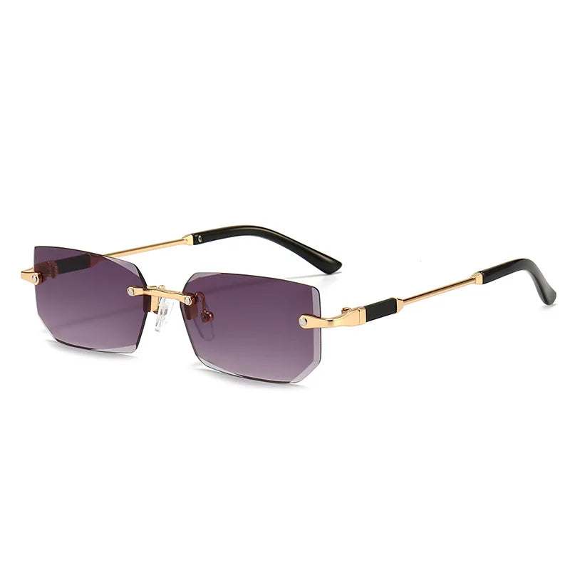 Fashion Rimless Rectangle Sunglasses Popular Women Men Shades Small Square Sun Glasses For Female Male Summer Traveling