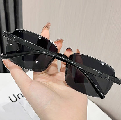 Vintage Sunglasses Rimless Cut Edge Sunglasses Fashion Designer Shades Luxury Brown Green Sunglasses UV400  for Men Women