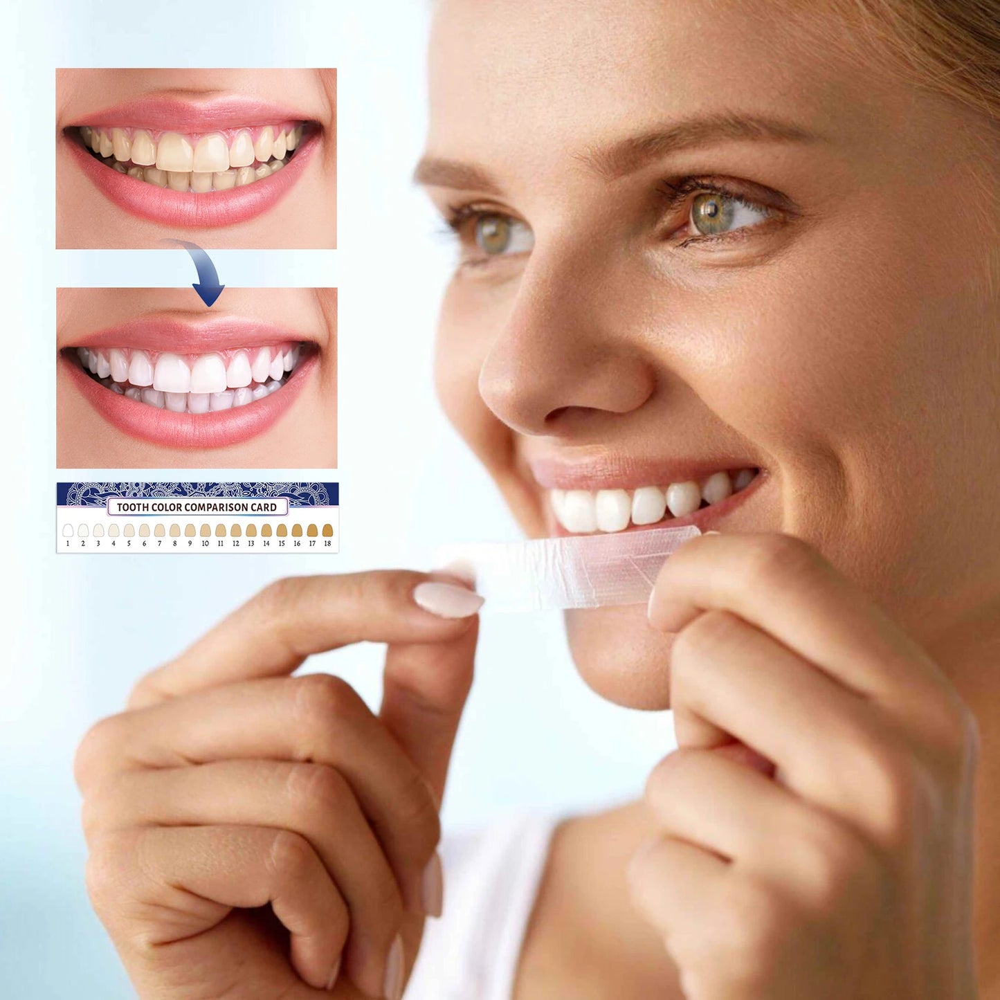 14 Strips Teeth Whitening Strips, Remove Plaque Stains Cleaning Oral Hygiene Sensitivity Relief, Fresh Breath Brighten Tooth Care