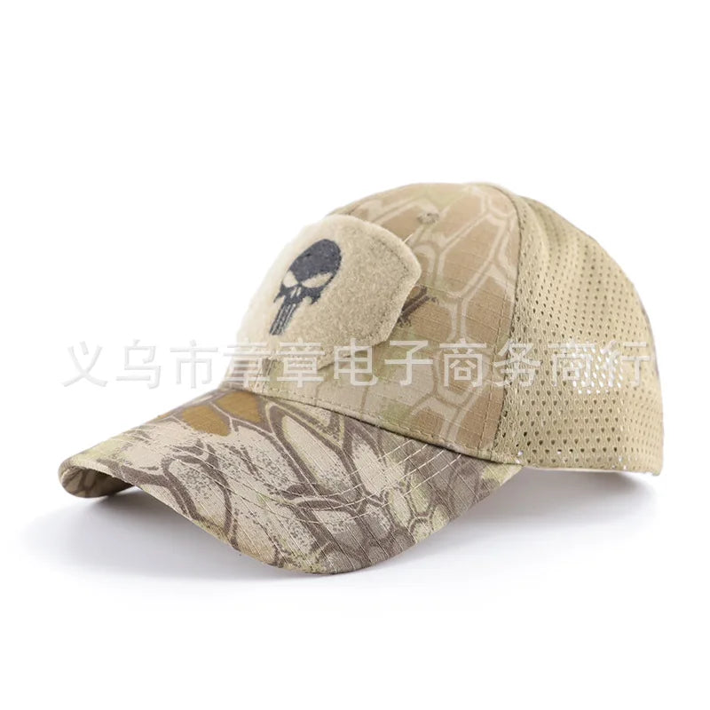 New Camo Baseball Cap for Men, Tactical Military Style with Velcro Patch, Outdoor Hiking Sun Hat & Peak Cap