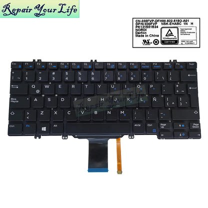 FJD8V Swedish Spanish Latin Backlit keyboard for Dell Latitude 7380 7389 7390 7280 7290 5280 5290 CN-0FJD8V 030FVP 0F0DFG New