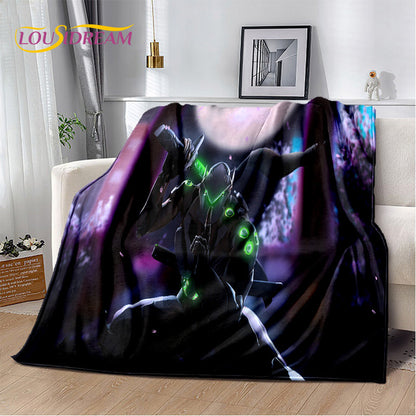 Overwatch Game Gamer DVA Reaper mekana plišana deka, flanelska deka za dnevni boravak, spavaću sobu, krevet, kauč, piknik, djecu, 3D