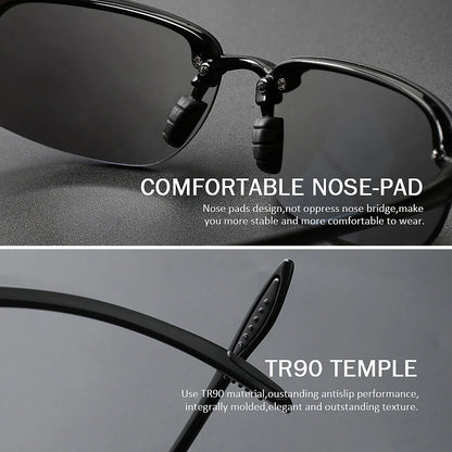 MAXJULI Polarized Sports Sunglasses for Men Women TR90 Rimless Frame Protection for Running Fishing  Driving UV400 8001