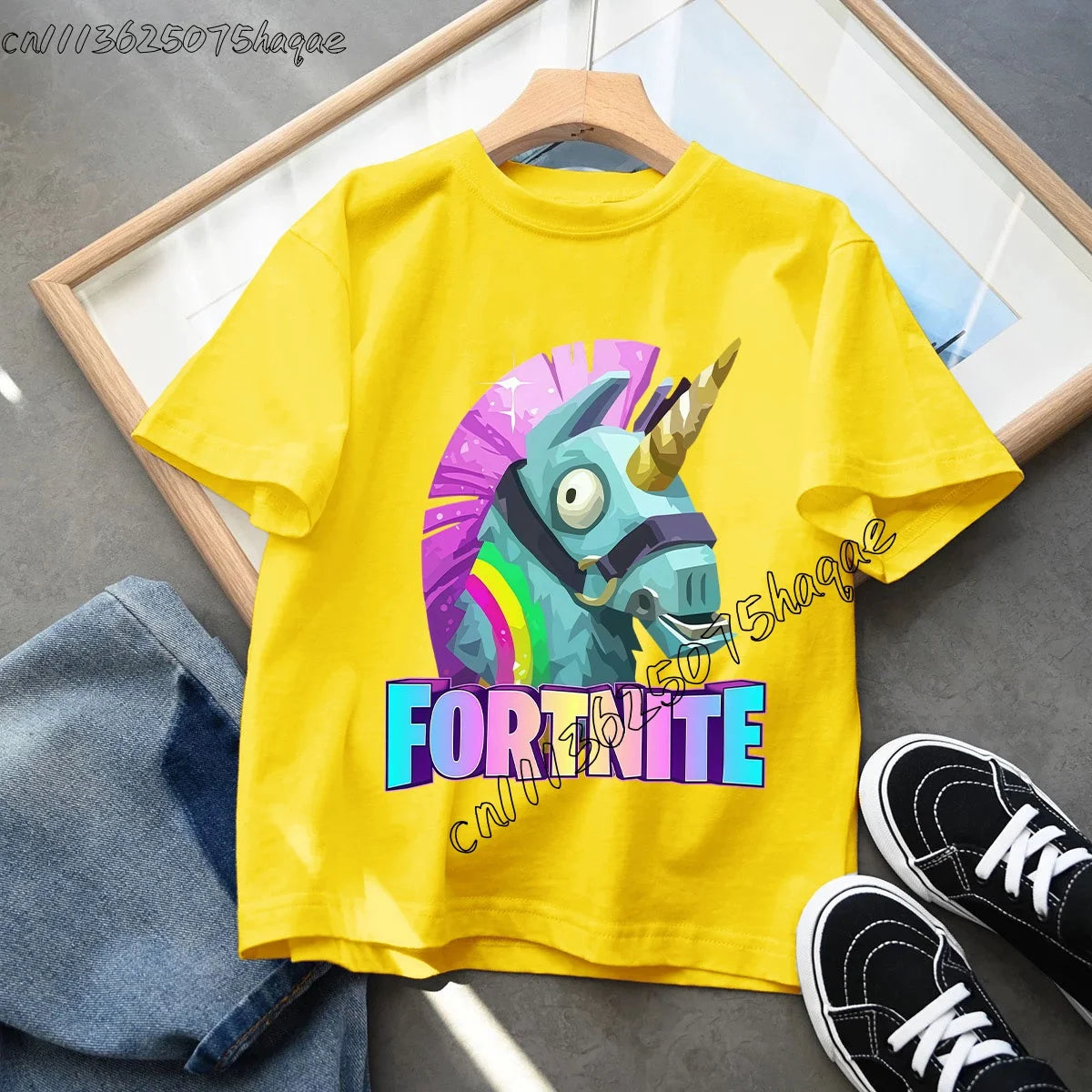 Summer Game Fortnited T-shirt Bottle Royale Birthday Tops Party Wear Boys Tee Fortnight Short Sleeve Cotton Kids Clothes