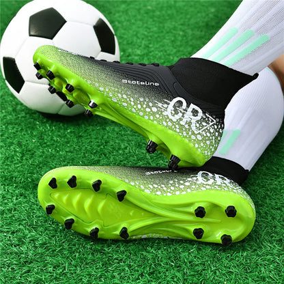 Chaussures de football professionnelles pour hommes/femmes, antidérapantes, à crampons FG, respirantes, chaussures d'entraînement à tige haute