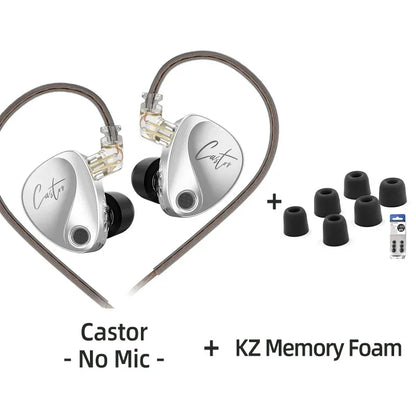 KZ Castor Wired Earbuds HiFi Bass Earphones with Dual Dynamic Drivers, Tunable Balanced Armature In-Ear Headphones, High Resolution Audio Earbuds