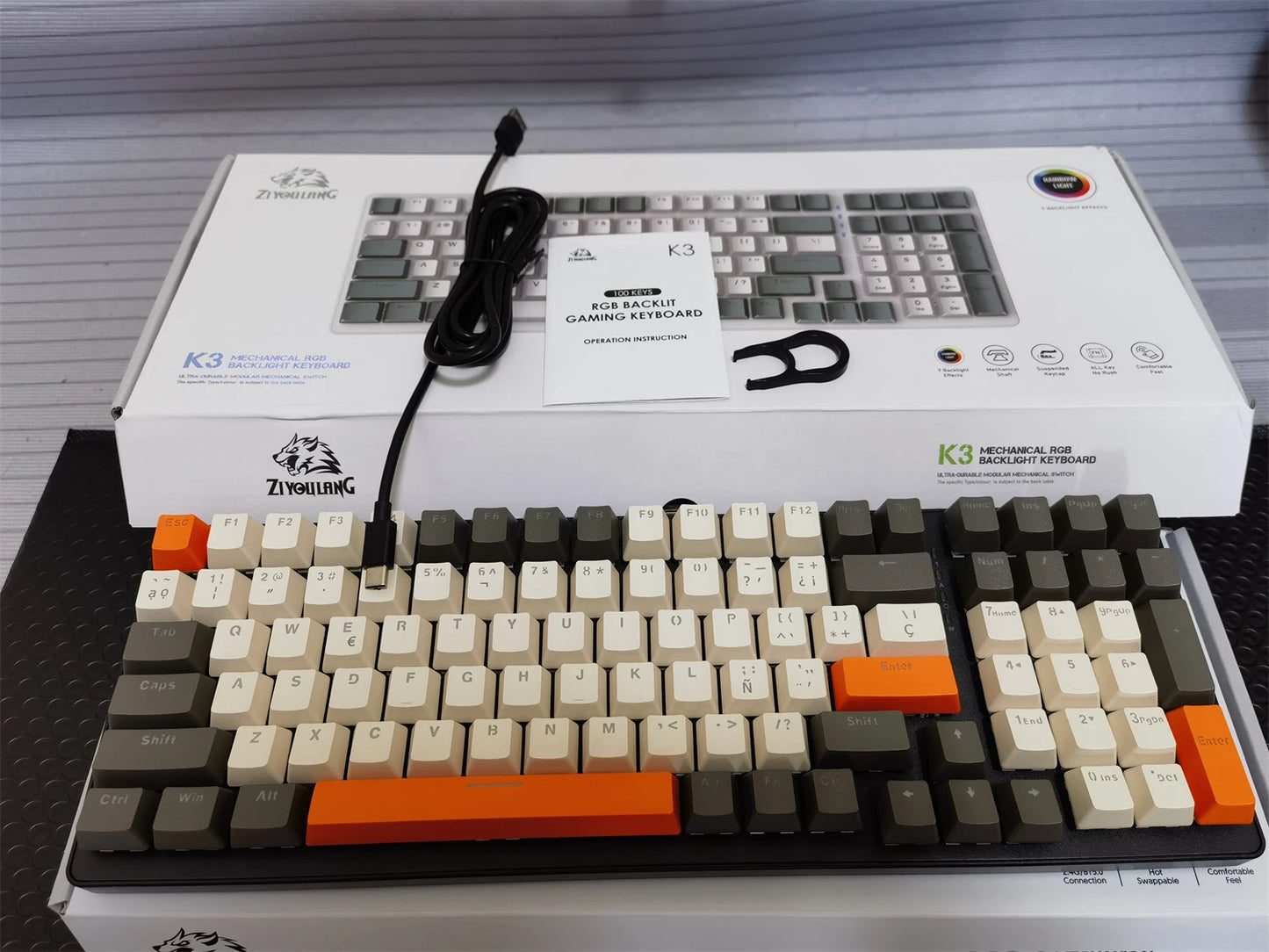 Spanish Mechanical Keyboard Spanish Russian Arabic Korean Thai Gaming Keyboard 95 Key Layout Backlight Type C With Numpad SK15