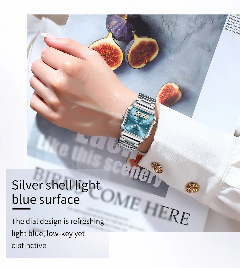 SANDA 747 Men’s & Women’s Luxury Digital Sports Watch  Stainless Steel, LED Dual Display & Waterproof