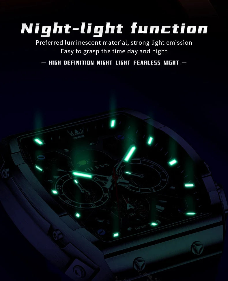 OLEVS 2942 Mens Watch Quartz Watch Multifunctional Chronograph Watches For Men 30M Waterproof Luminous Moon Phase Box Original