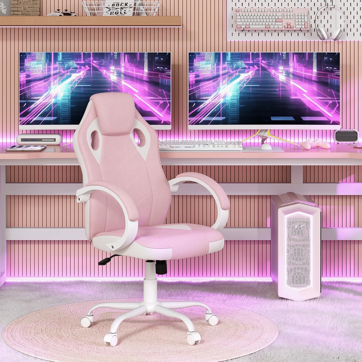 WOLTU Gaming Chair Gamer Armchair Office Computer Chair Ergonomic Design Fabric 360° Swivel Chair Adjustable Height High Back