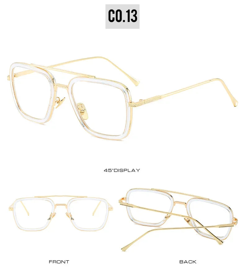 Sun Glasses Fashion Square frame Tony Stark Style Women Sunglasses Men Square Brand Design Sun Glasses Oculos Retro Male Iron
