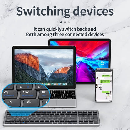 Kabellose Tastatur Bluetooth 5.0&3.0&2.4G FN+1/2/3 Dual-Mode 350mAh ultradünne Tastaturen für Laptop, PC, TV, iPad, Macbook und Android