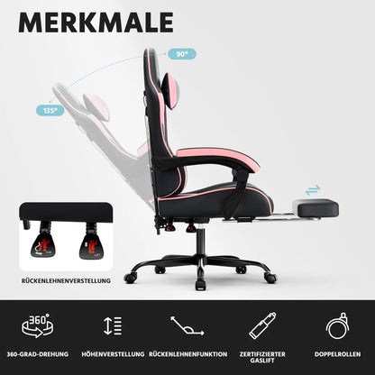 Ergonomic Computer Gaming Chair with Waist Support, Breathable PU Leather Office Chair, Seat Height and Backrest Adjustable