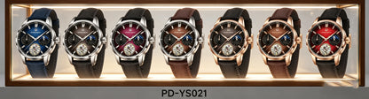 PAGANI DESIGN – Mechanische Luxusuhr für Herren, 41 mm, Saphirglas, Lederarmband, wasserdicht, Pilotenstil, mit Tourbillon und Mondphase
