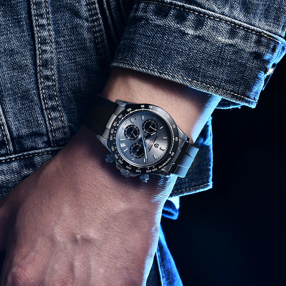 PAGANI DESIGN 1664 Luxury Automatic Mechanical Men's Watch VK63 movement AR Sapphire Crystal Rubber 100m Waterproof Men's Watch