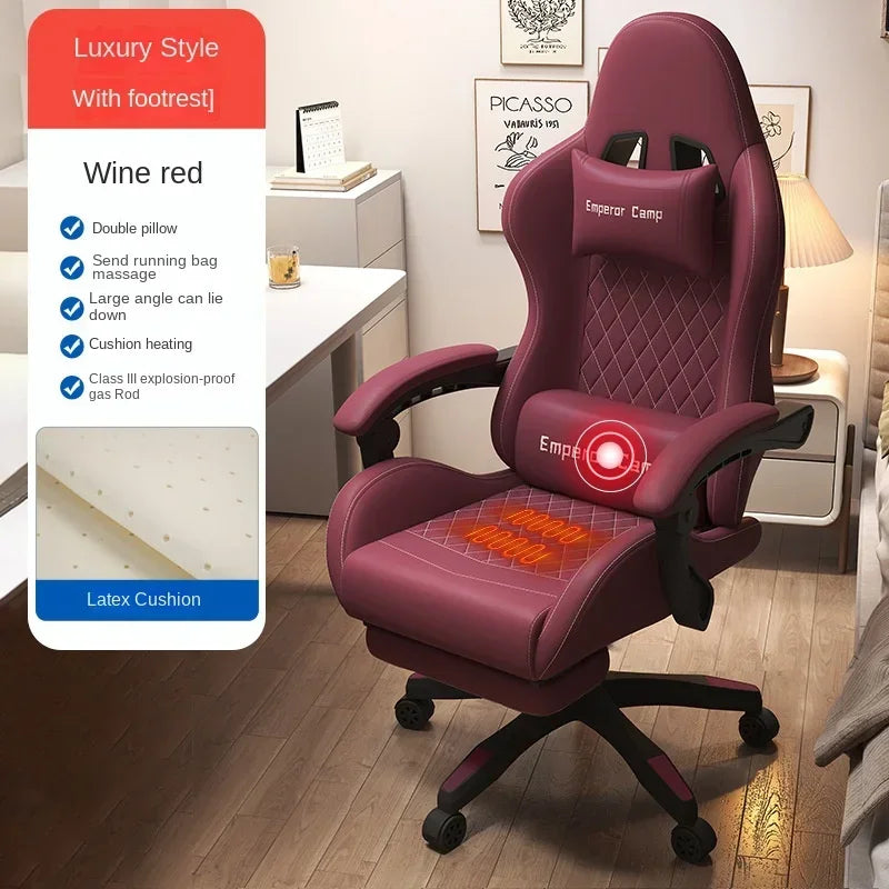 Hestora PU-Leder-Gaming-Stuhl für große und kräftige Personen, ergonomischer Computerstuhl mit hoher Rückenlehne, Fußstütze, Massagefunktion und Lordosenstütze für Erwachsene