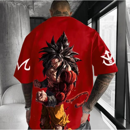 Dragon Ball Anime Super Saiyan 4 T-shirt Summer Men's and Women's Street Loose Casual Versatile Parent Child Clothing Top