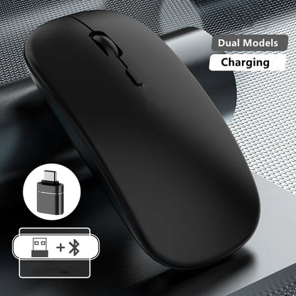 Trådløs genopladelig mus med dobbelt tilstand, Bluetooth-kompatibel 2.4G USB-computermus til laptop, iPad, tablet og notebook – gamingmus
