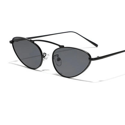 Luxury Brand Cat Eye Sunglasses Women 2025 Fashion Unique Small Oval Sun Glasses Trendy Metal Frame Cool Triangle Eyewear UV400