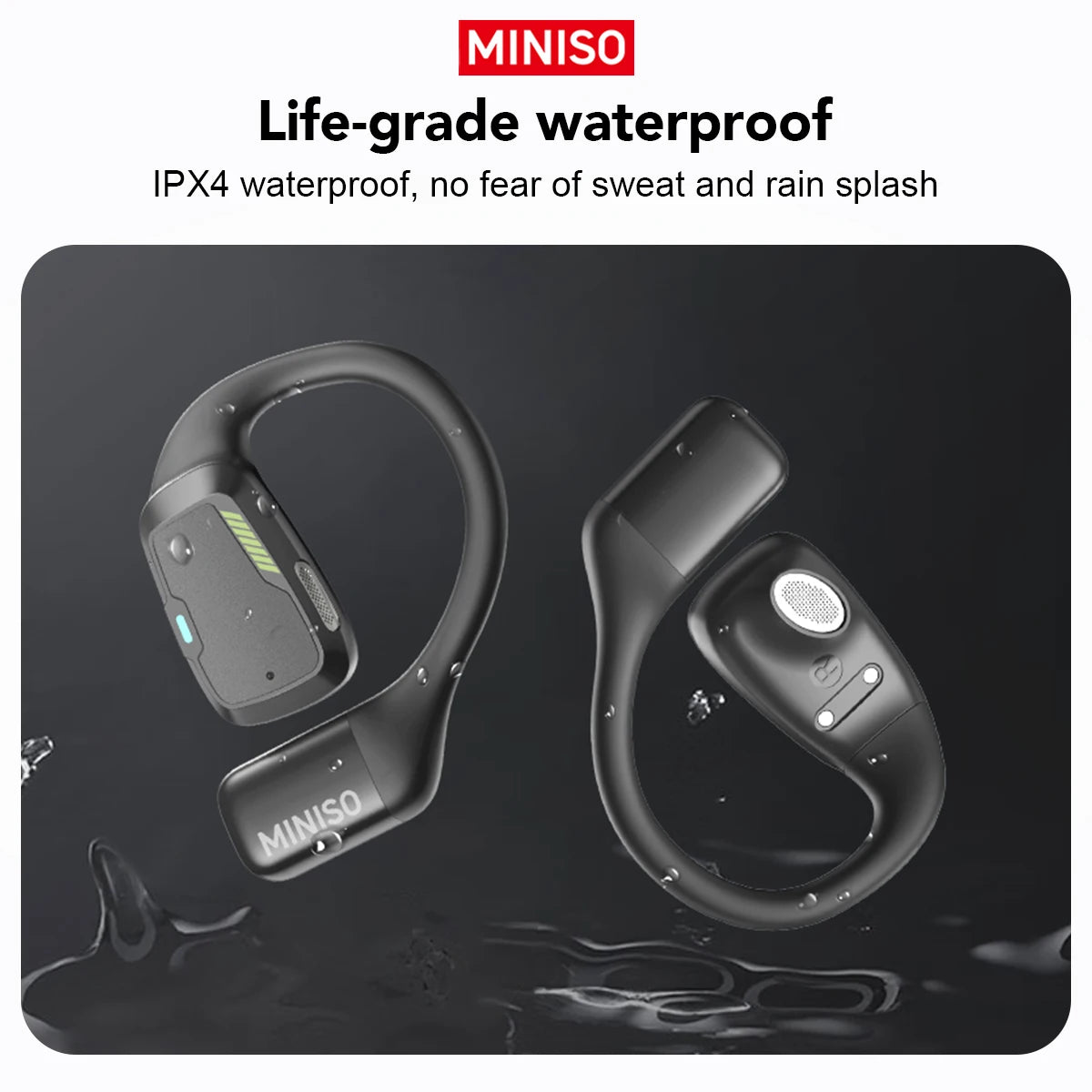 AI MINISO M98 Wireless Headphones OWS Bluetooth Earphones with AI Translator, Gaming Headset, Open Ear Sports Earbuds, LCD Touch Screen IPX5 Waterproof