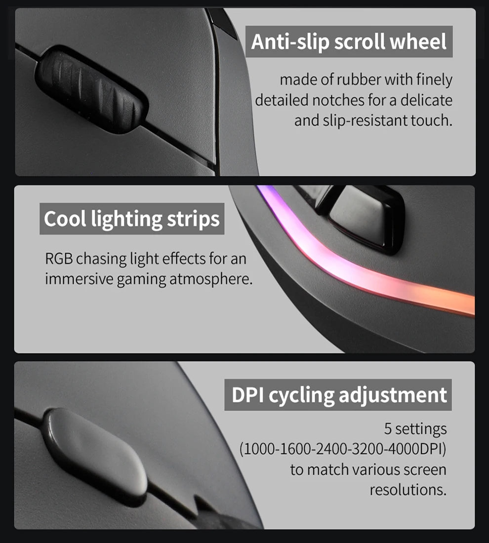 Rechargeable Wireless Vertical Mouse With Screen Display  Ergonomic Mice 6 Button Progammable Gaming Mouse for Gamer Desktop