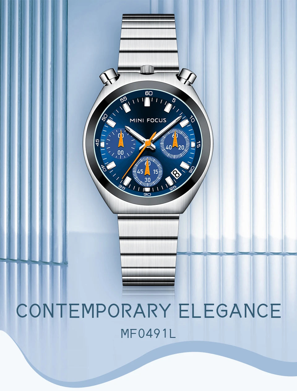 MINI FOCUS Women’s Luxury Quartz Watch – Stainless Steel Strap, Multifunction Dial & Luminous Design