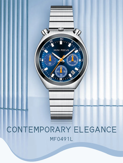 MINI FOCUS Women’s Luxury Quartz Watch – Stainless Steel Strap, Multifunction Dial & Luminous Design