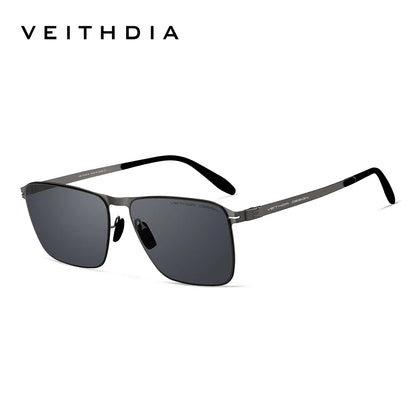 VEITHDIA Brand Men's Sunglasses Square Stainless Steel High-Definition Nylon Lenses Polarized Glasses With UV400 Protection 8210
