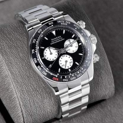 Sugess Diving Men's Watch Panda Automatic Mechanical Chronograph Peacock SL4801 Movement Wristwatch Waterproof Ceramic Bezel New