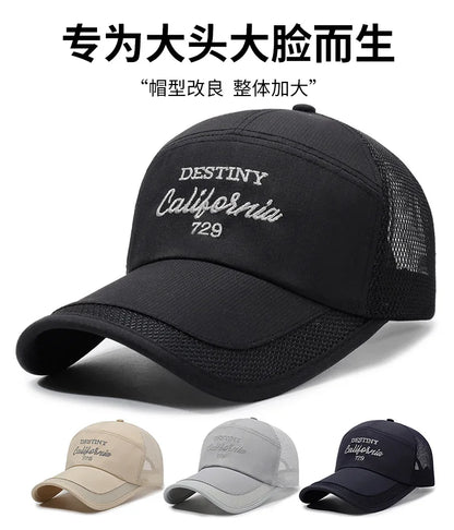 New extended brim fashionable baseball cap for summer outdoor travel, sunshade hat with mesh breathable men's and women's hats