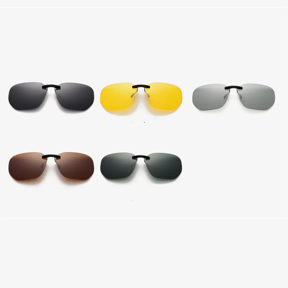 KLASSNUM Men Driving Clip On Polarized Sunglasses for Myopia Eyeglasses Women Square Night Vision Fishing UV400 Sun Glasses Clip