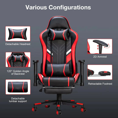 GC-RC03 Massage Gaming Chair 7-Point Adjustable Seat Height Ergonomic Office Chair with Footrest and Lumbar for Home Office