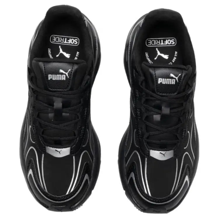 Puma Hypnotic Series LS, chaussures de ville décontractées à la fois élégantes et confortables, modèle bas, noir et argent, 397668-07.