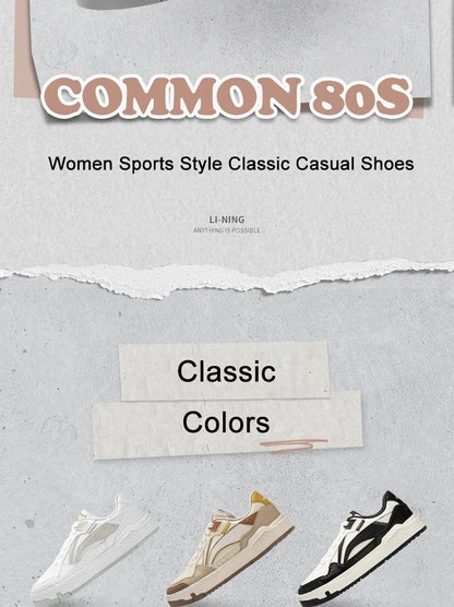Li-Ning Women's COMMON 80s Lifestyle Shoes DUAL CUSHION Wearable Sport Shoes Classic Comfortable LiNing Leisure Sneakers AGCU158