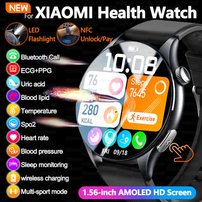 For XIAOMI 2025 New ECG+PPG Smartwatch Precise Uric Acid Blood Lipids Pressure Body Analysis Smart Watch Men BT Call NFC Watches