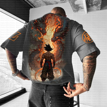 Son Goku Dragon Ball Anime 2025 Summer T-shirt Men Harajuku Oversized Retro Street Women Casual Loose Short-sleeved Unisex Tops
