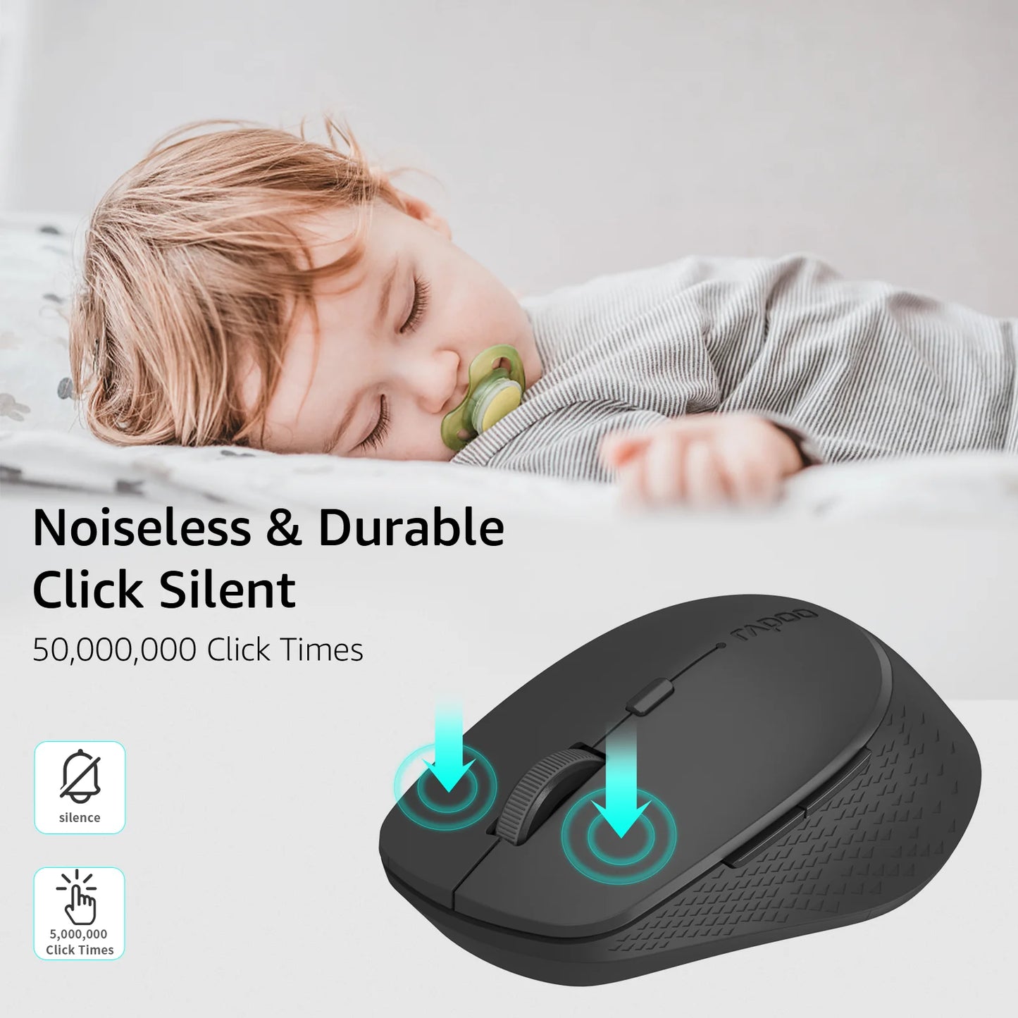 Rapoo M300G Multi-Mode 2.4G Wireless and Bluetooth 4.0/5.0 Mouse 2400DPI Ergonomic Silent Mouse for Computer PC Laptop