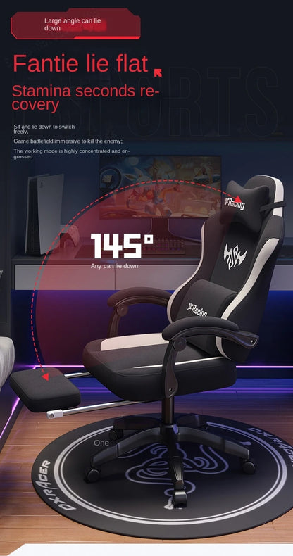 Gaming Chair with Latex Seat Cushion, Adjustable Backrest, Computer Office Chair, Nylon Feet, Gaming Streamer Chair
