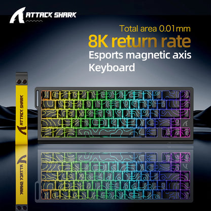 ATTACK SHARK X68HE Esports Magnetic Axis Keyboard 8KHz Return Rate, Total Area 0.01mm, and 0.125ms Rate Class Ultra-Low Latency