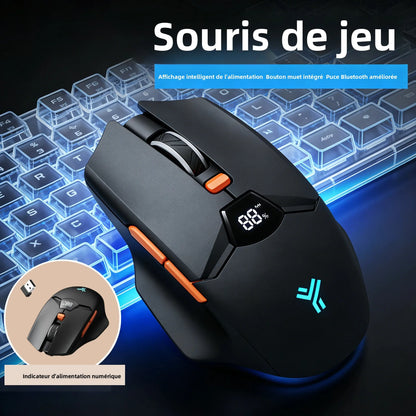 Wireless Bluetooth Mouse with Digital Battery Display, Silent Ergonomic Mouse for PC Laptop Gaming, 2.4G/Bluetooth 5.0