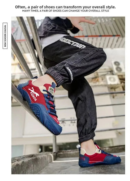 Men's Breathable Running Shoes Lightweight Mesh Upper Comfortable Soft Sole Sporty Casual Sneakers Trendy Summer Footwear