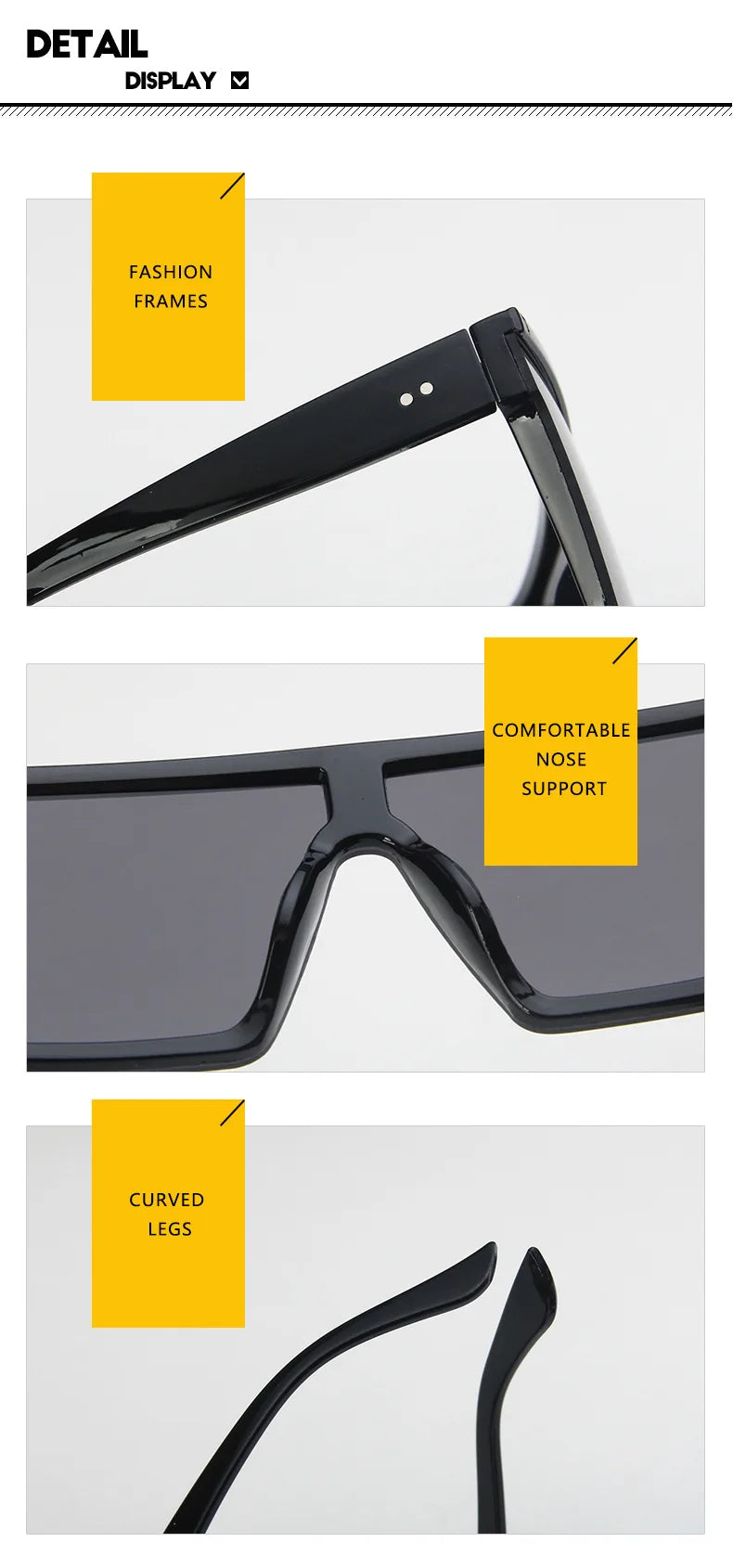 New Large-frame One-piece Sunglasses, European And American Fashionable Square Frame Sunglasses For Women, Colorful Glasses