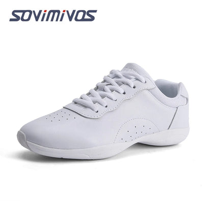 Women Dance Shoes Lightweight Flat Athletic Shoes Competitive Aerobic Gymnastics Shoes Fitness Sports Shoes White Dance Sneakers