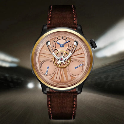 Shanghai Watch Central Flywheel Men's Watches 42.5mm Automatic Watches Fashion 316L Stainless Steel Mechanical Wristwatch 877