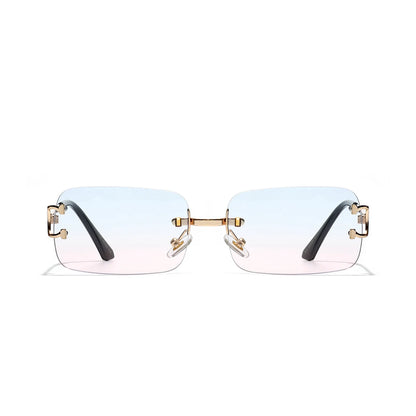 Ruiao 2026 rimless sunglasses UV400 fashion square metal glasses for men women designer man's brand sun shades for outdoor
