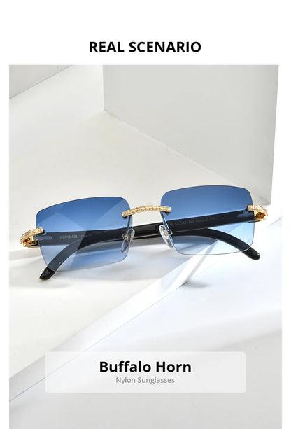 HEPIDEM Buffalo Horn Glasses Men Famous Brand Design Rimless Sunglasses Women Luxury Eyewear Horn-Rim Frameless Buffs Eyeglasses