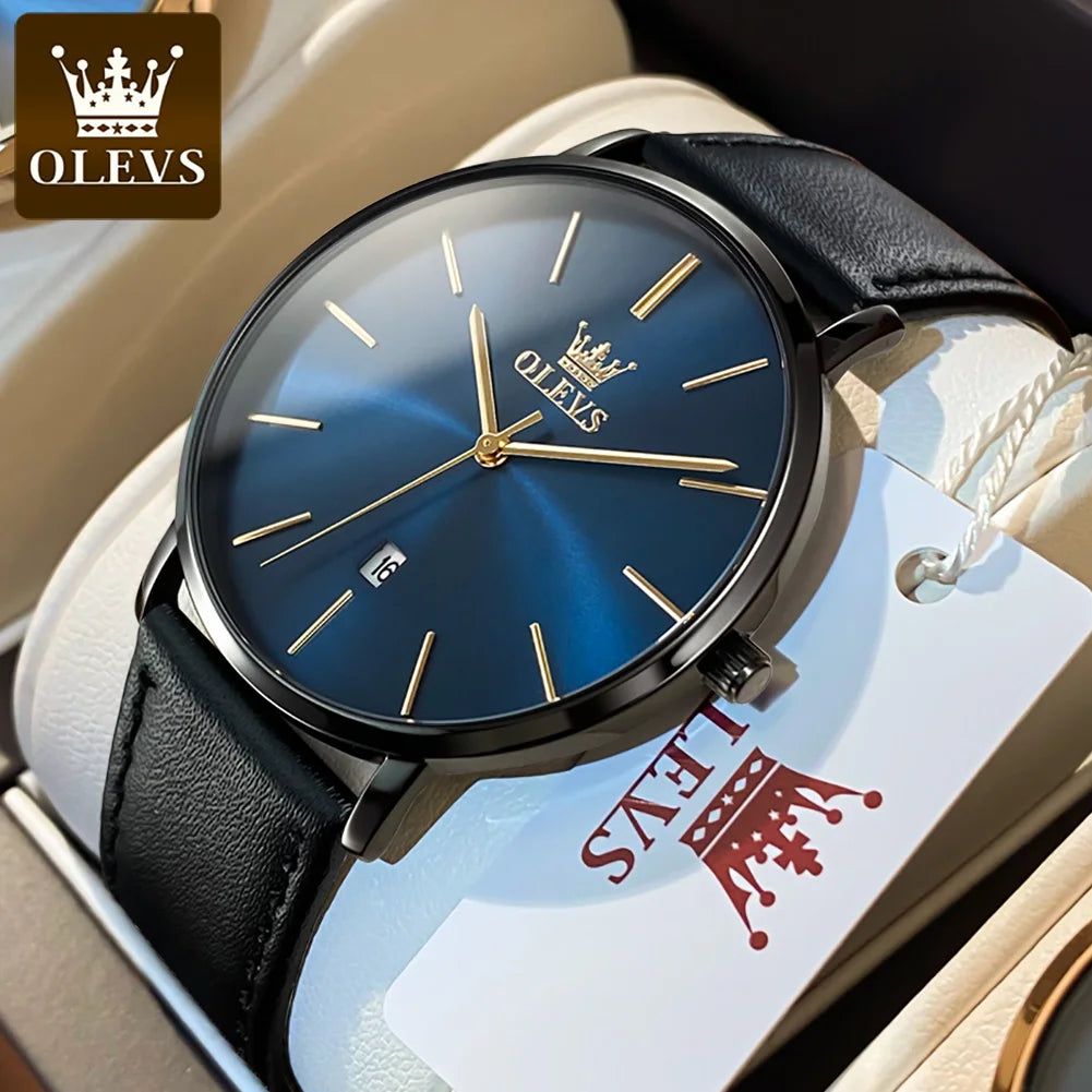 OLEVS 5869 Men's Watch Japan Quartz Movement Thin Case Fashion Waterproof Watch For Men Calendar Simple Original Male Wristwatch