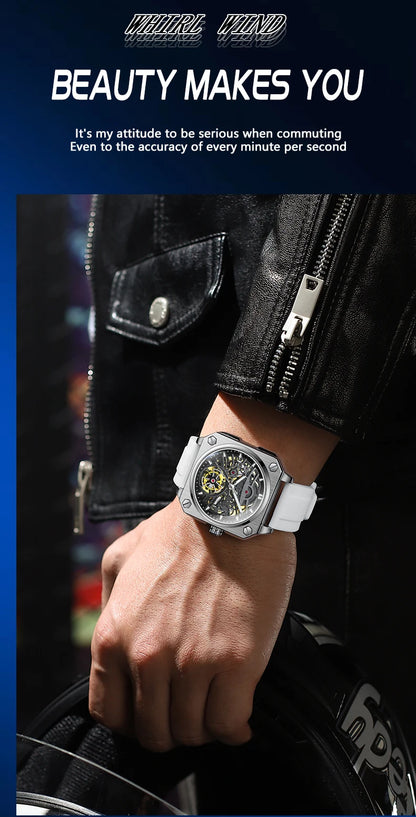 BINBOND mechanical wristwatches for men luxury luminous waterproof automatic accurate tourbillon men's watch skeleton reloj